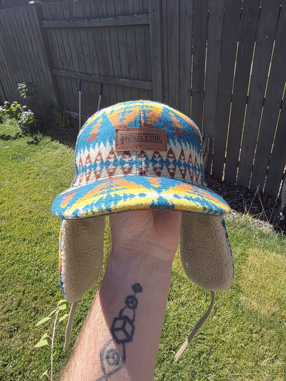 Pendleton Aztec Pattern Earflap Cap - Warm Winter Hat